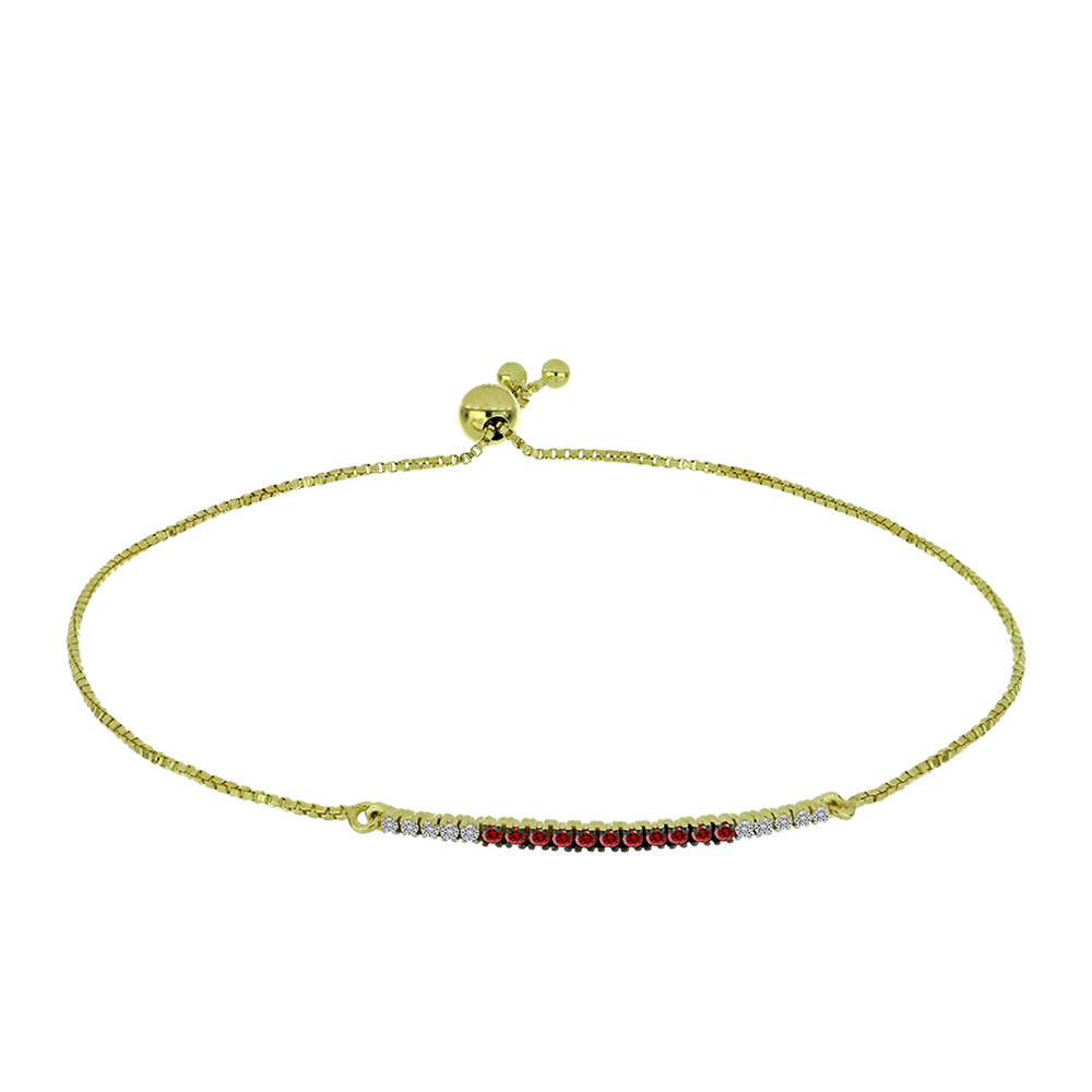 Pulsera de Plata Bañada en Oro con Diamante Rojo y Diamante blanco 1 
