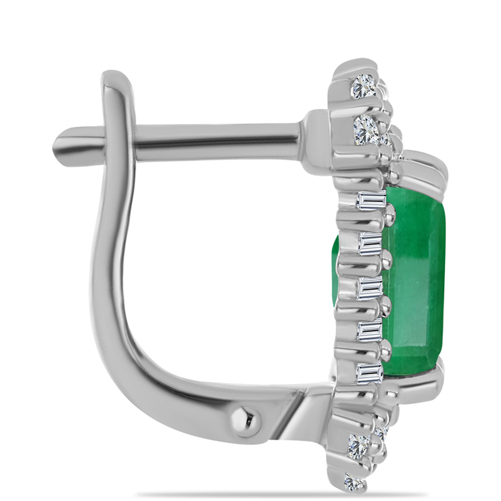 Pendientes de Plata con Esmeralda de Brasil y Zircón Blanco 2 