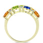 Anillo de Plata Bañada en Oro con Zafiro Arco Iris Rosebery y Topacio Blanco