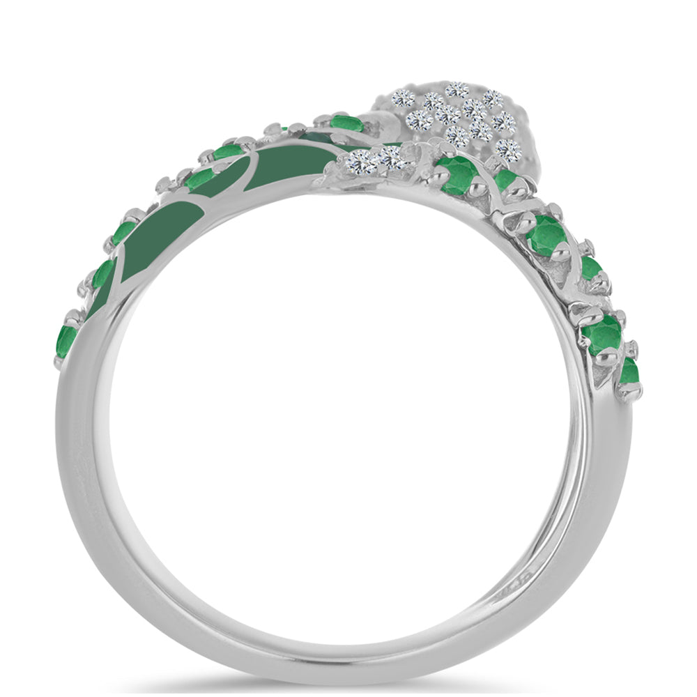 Anillo de Plata con Esmeralda de Brasil y Topacio Blanco 2 