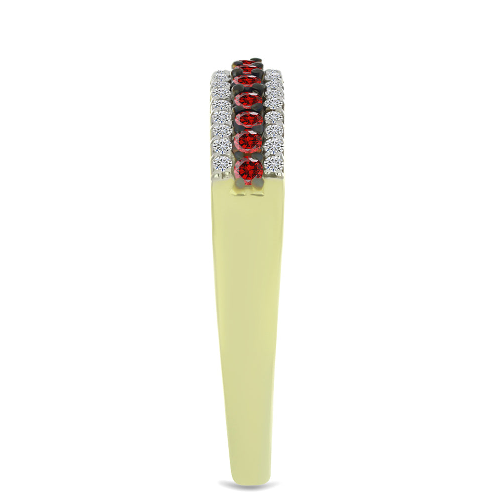 Anillo de Plata Bañada en Oro con Diamante Rojo y Diamante blanco 4 