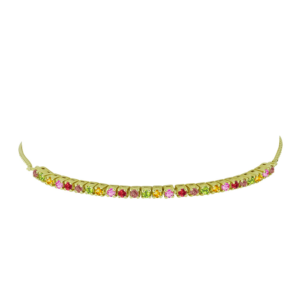 Pulsera de Plata Bañada en Oro con Zafiro Arco Iris Rosebery 2 