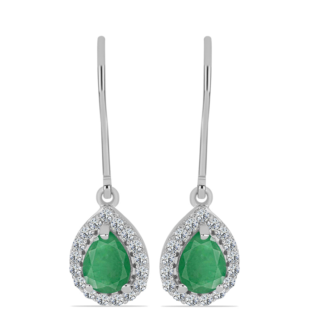 Pendientes de Plata con Esmeralda de Brasil y Topacio Blanco