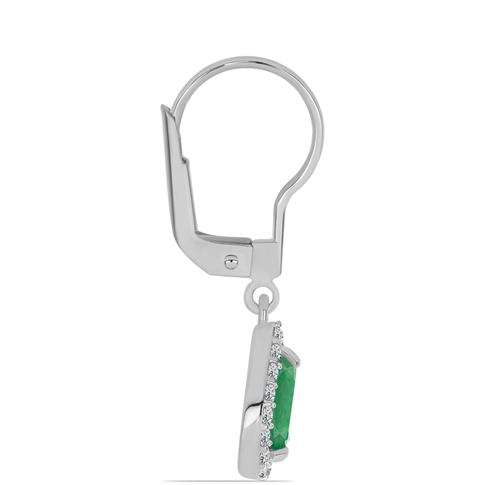 Pendientes de Plata con Esmeralda de Brasil y Topacio Blanco 2 