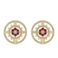 Pendientes de Plata Bañada en Oro con Diamante Rojo y Diamante blanco