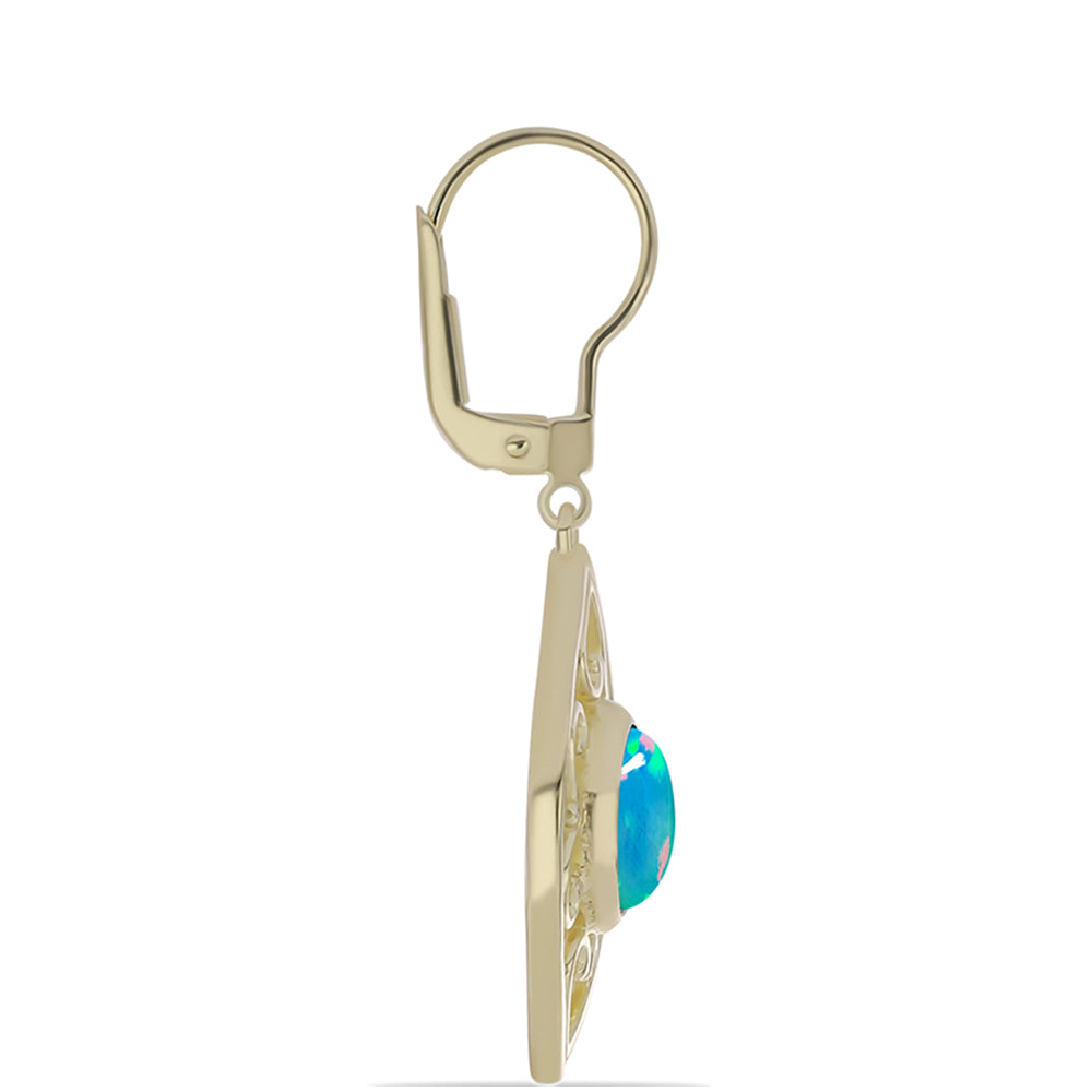 Pendientes de Plata Bañada en Oro con Ópalo Azul Paraiba de Etiopía 2 