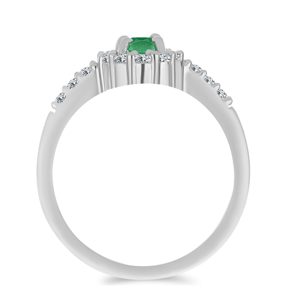 Anillo de Plata con Esmeralda de Brasil y Topacio Blanco