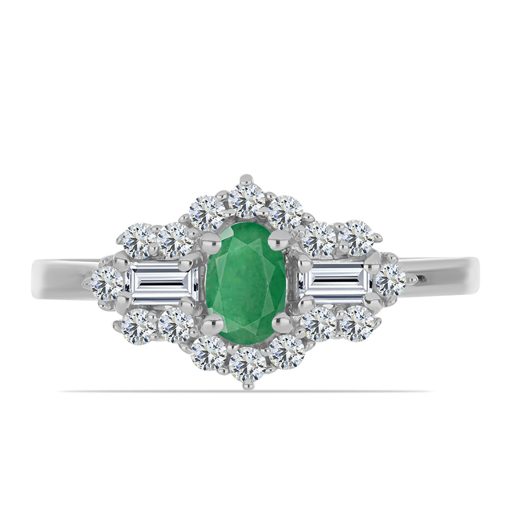 Anillo de Plata con Esmeralda de Brasil y Topacio Blanco 1 