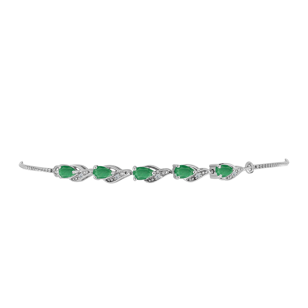 Pulsera de Plata con Esmeralda de Brasil y Topacio Blanco 2 