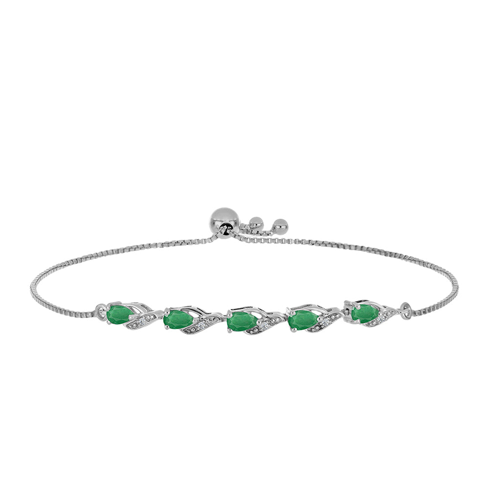 Pulsera de Plata con Esmeralda de Brasil y Topacio Blanco 1 
