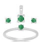 Conjunto de Plata con Esmeralda de Brasil ( Pendientes +Anillo +Colgante )