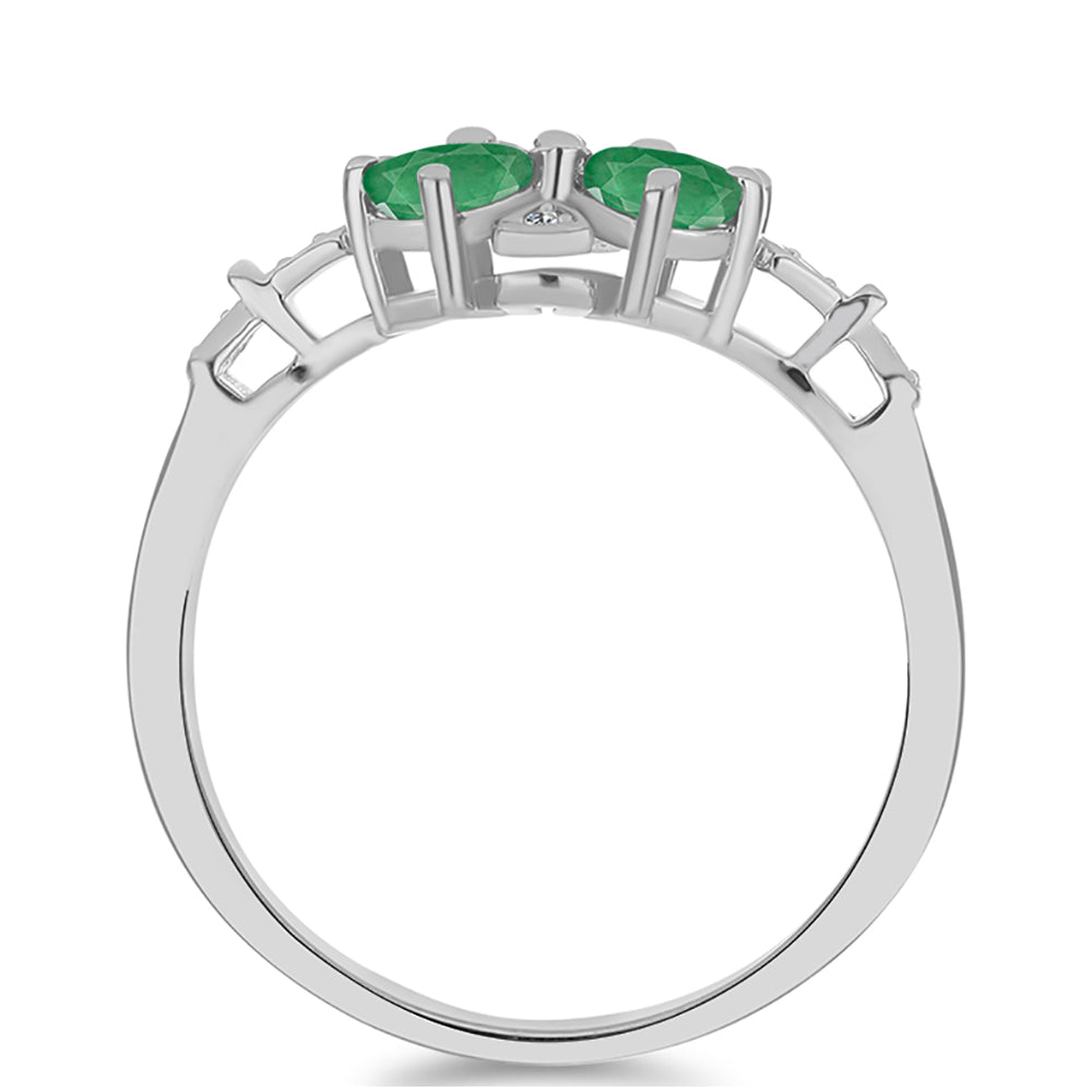 Anillo de Plata con Esmeralda de Brasil y Topacio Blanco 2 