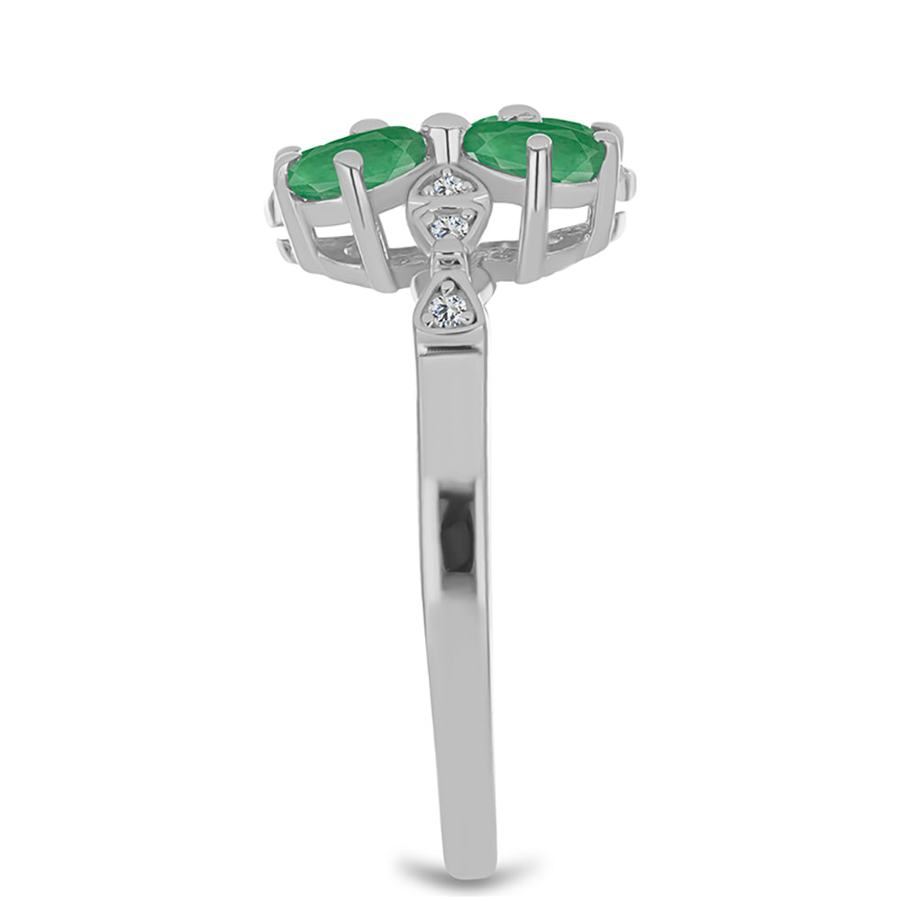 Anillo de Plata con Esmeralda de Brasil y Topacio Blanco 4 