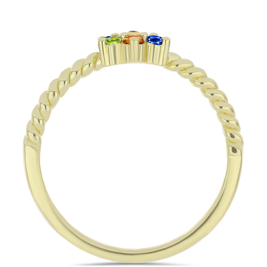 Anillo de Plata Bañada en Oro con Zafiro Arco Iris Rosebery y Topacio Blanco
