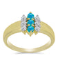 Anillo de Plata Bañada en Oro con Ópalo Azul Paraiba de Etiopía y Topacio Blanco