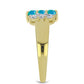 Anillo de Plata Bañada en Oro con Ópalo Azul Paraiba de Etiopía y Topacio Blanco