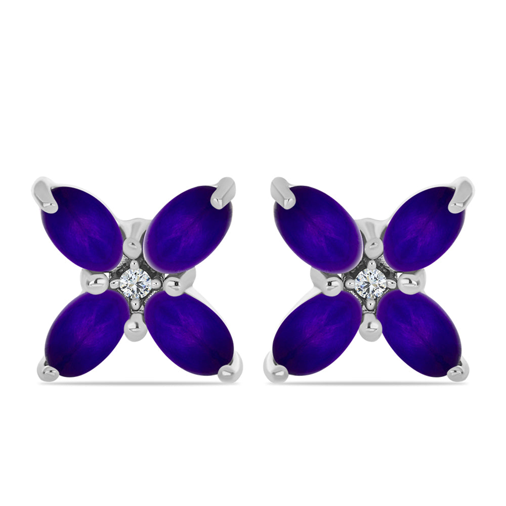 Pendientes de Plata con Jade Púrpura y Topacio Blanco