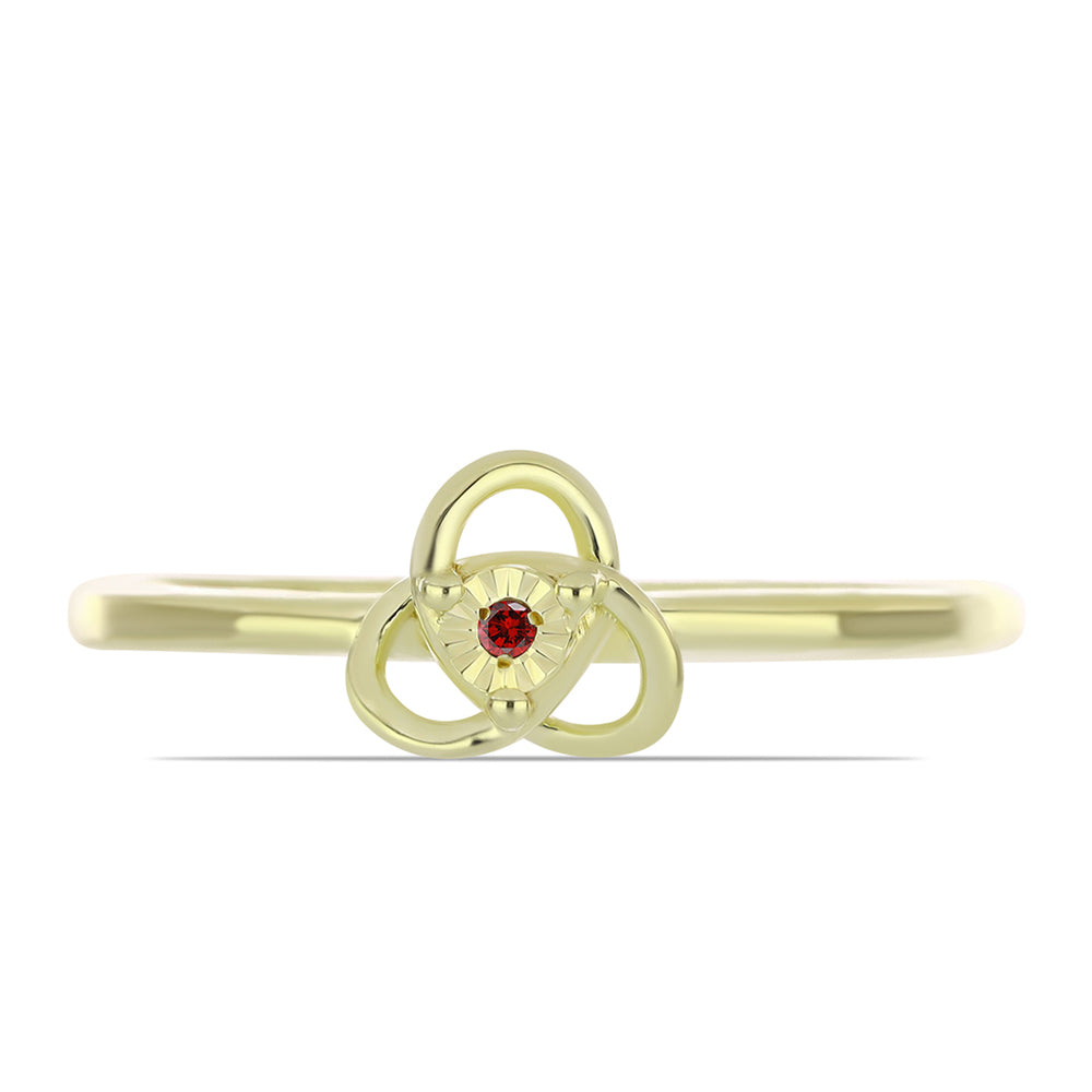 Conjunto de Plata Bañada en Oro con Diamante Rojo ( Pendientes +Anillo +Colgante )