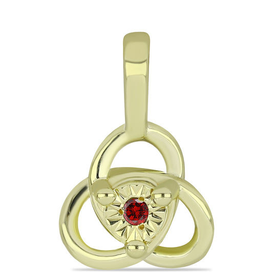 Conjunto de Plata Bañada en Oro con Diamante Rojo ( Pendientes +Anillo +Colgante )