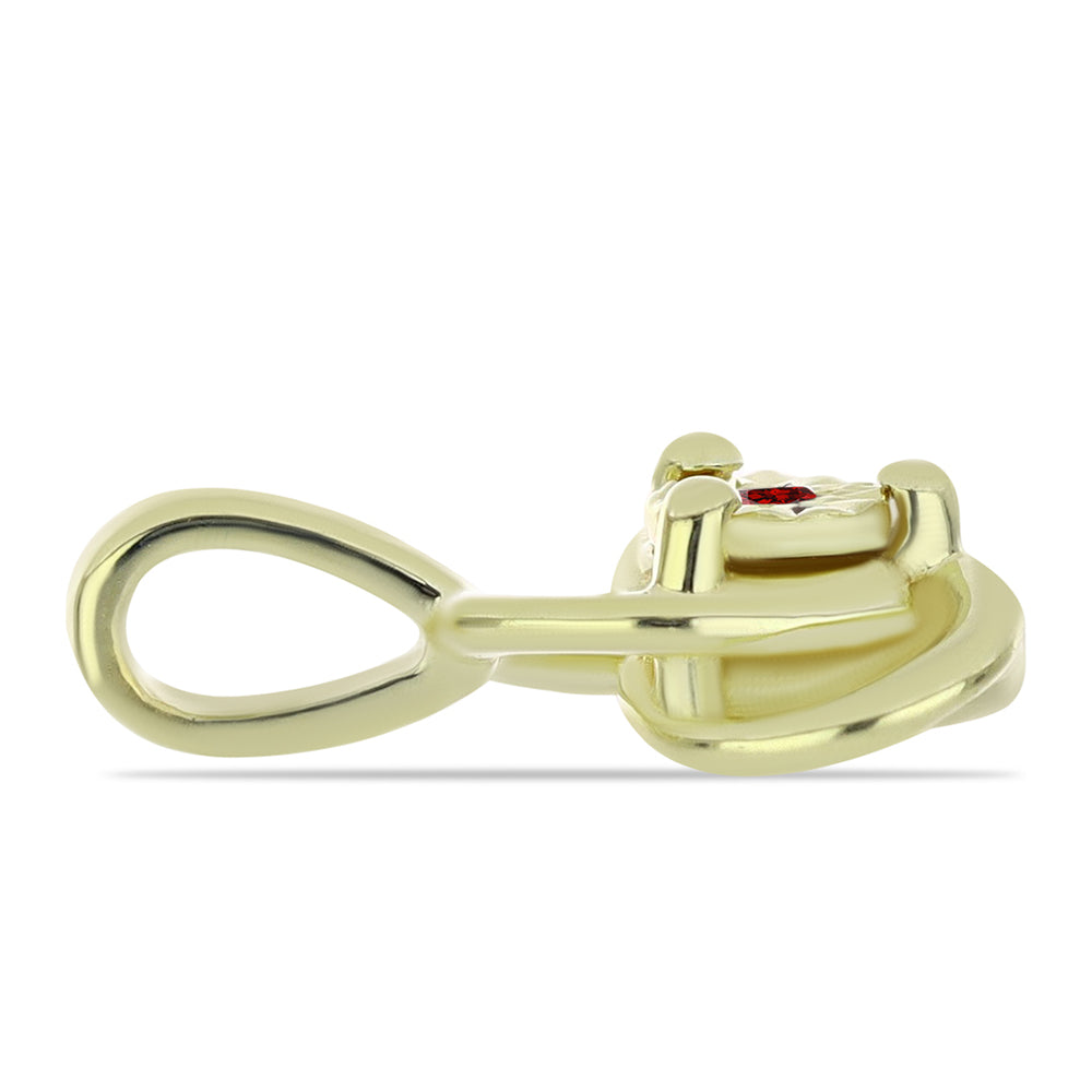 Conjunto de Plata Bañada en Oro con Diamante Rojo ( Pendientes +Anillo +Colgante ) 5 