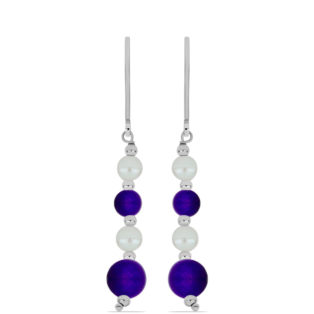 Pendientes de Plata con Jade Púrpura y Perla de Agua Dulce 1 
