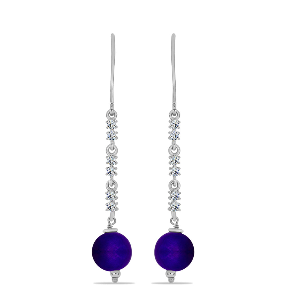 Pendientes de Plata con Jade Púrpura y Topacio Blanco 1 