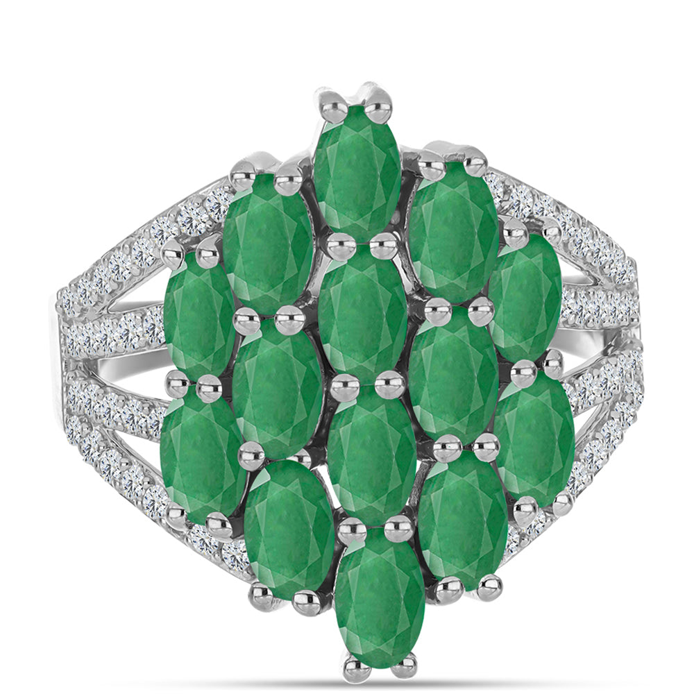Anillo de Plata con Esmeralda de Brasil y Topacio Blanco 1 