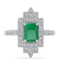 Anillo de Plata con Esmeralda de Brasil y Zircón Blanco