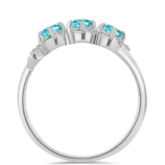 Anillo de Plata con Cuarzo Paraiba y Topacio Blanco
