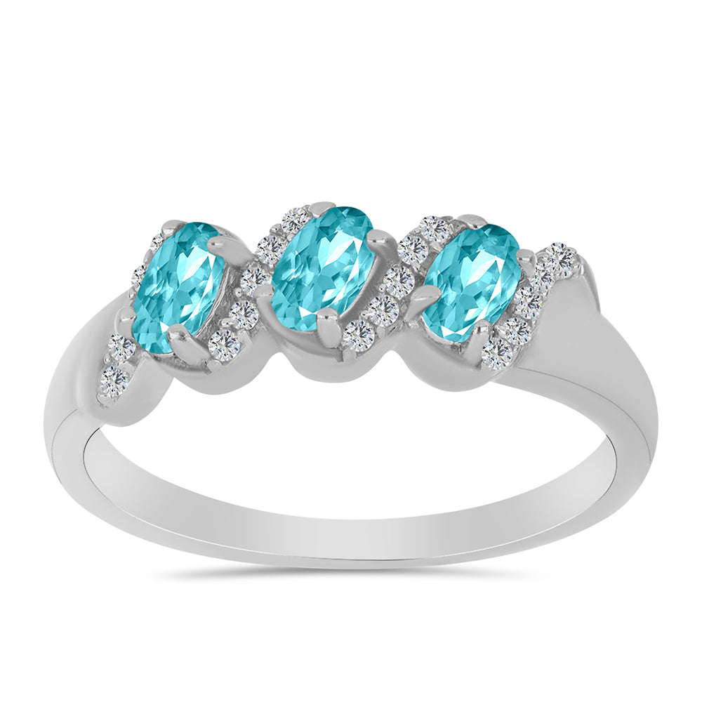 Anillo de Plata con Cuarzo Paraiba y Topacio Blanco