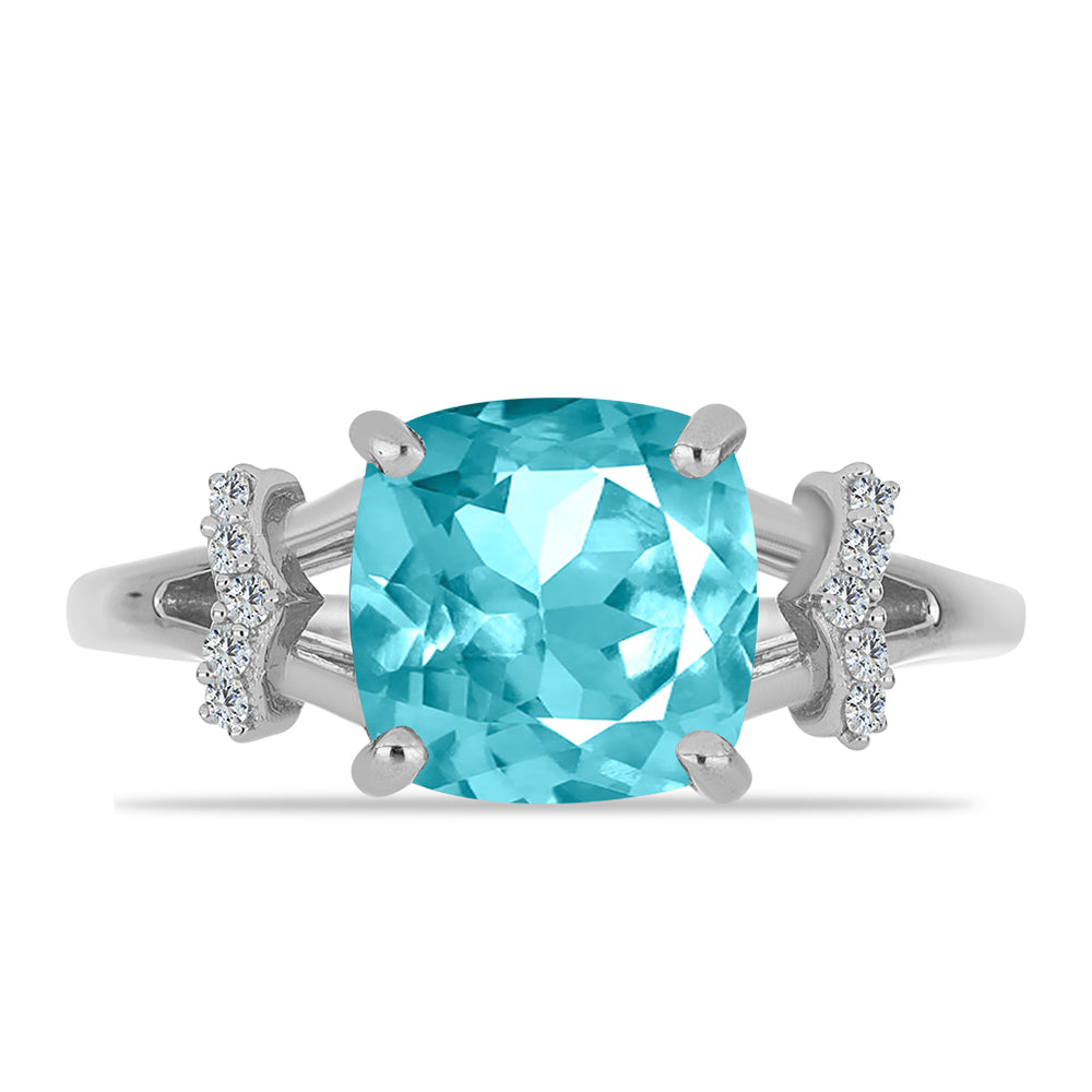 Anillo de Plata con Cuarzo Paraiba y Topacio Blanco 1 