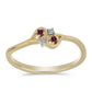 Anillo de Plata Bañada en Oro con Diamante Púrpura y Diamante blanco
