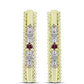 Pendientes de Plata Bañada en Oro con Diamante Púrpura y Diamante blanco