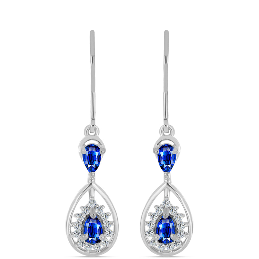 Pendientes de Plata con Zafiro Azul Australiano y Topacio Blanco