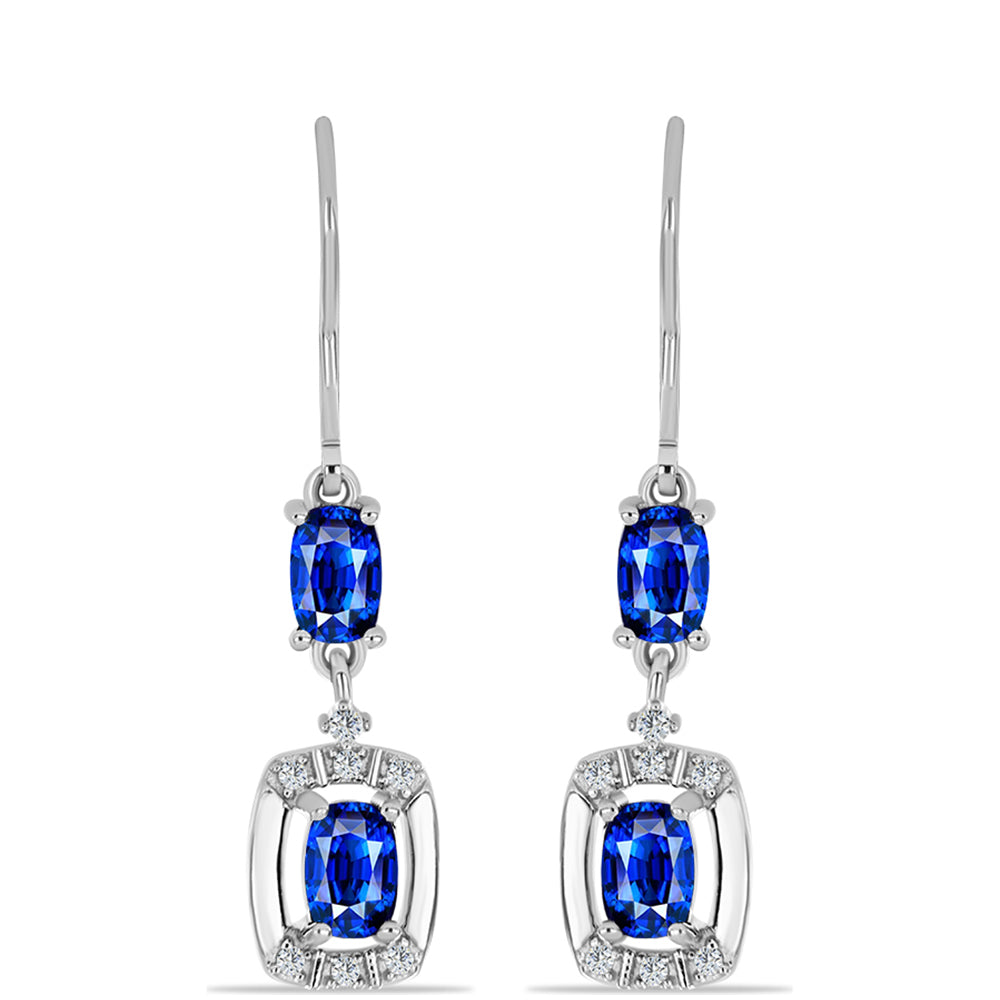 Pendientes de Plata con Zafiro Azul Australiano y Topacio Blanco