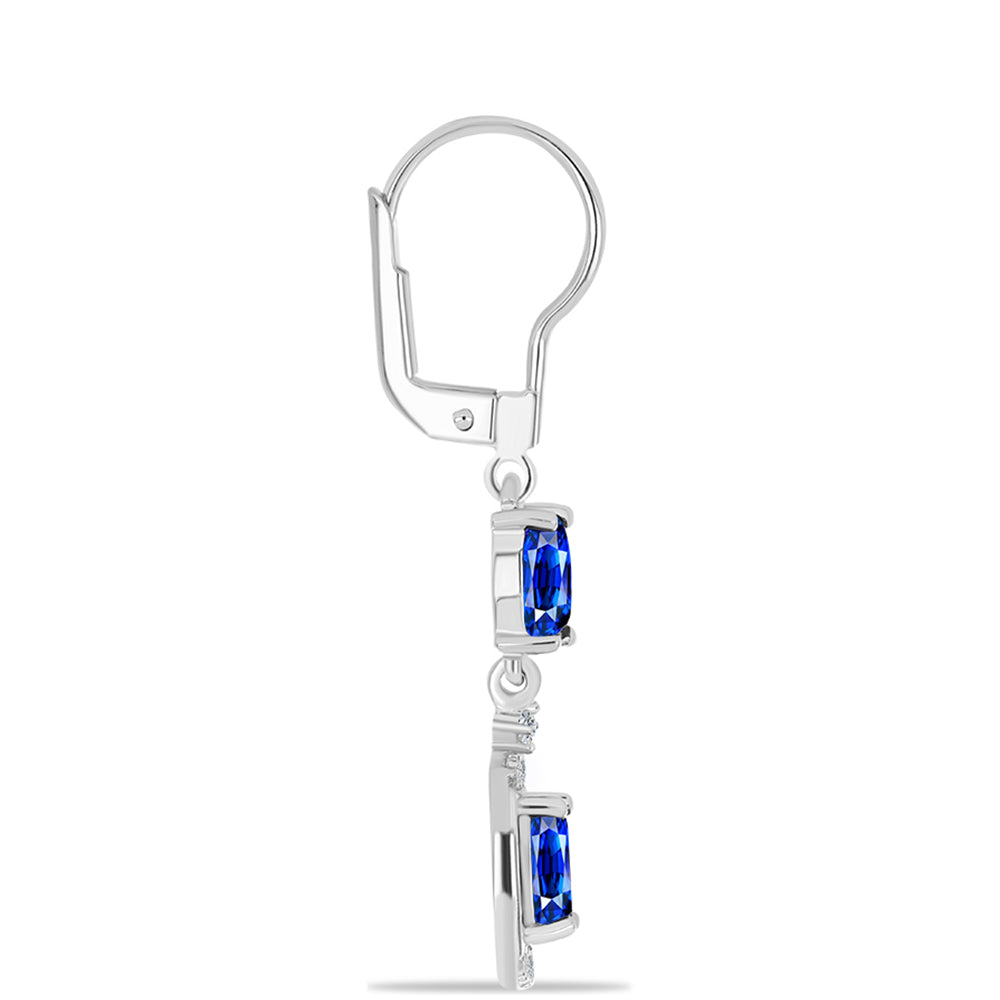 Pendientes de Plata con Zafiro Azul Australiano y Topacio Blanco