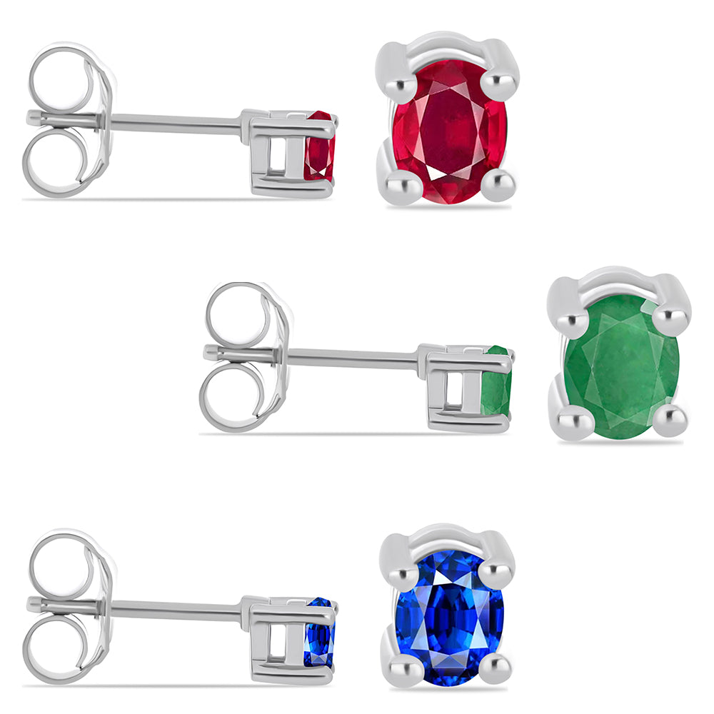 Conjunto de Plata con Rubí de Madagascar y Esmeralda de Brasil ( Pendientes ) 1 