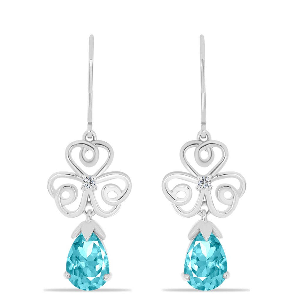 Pendientes de Plata con Cuarzo Paraiba y Topacio Blanco