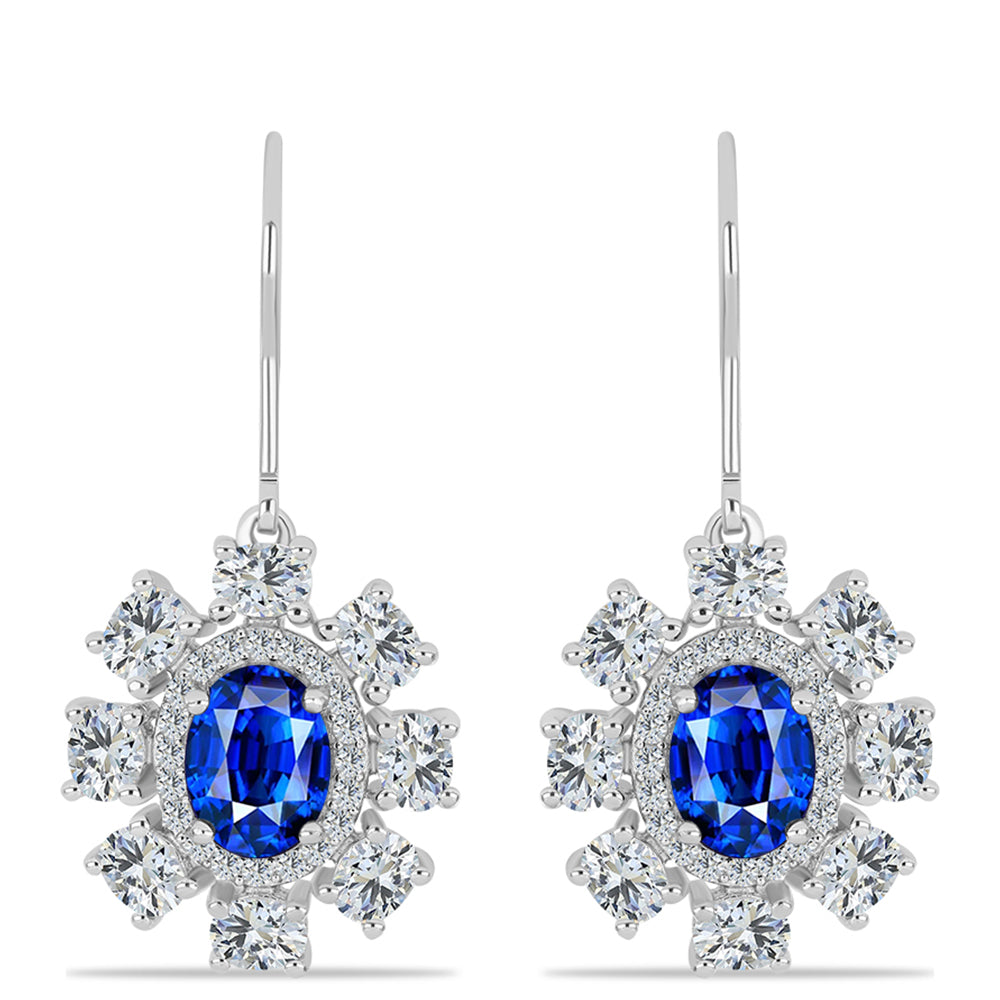 Pendientes de Plata con Zafiro Azul Australiano y Topacio Blanco 1 