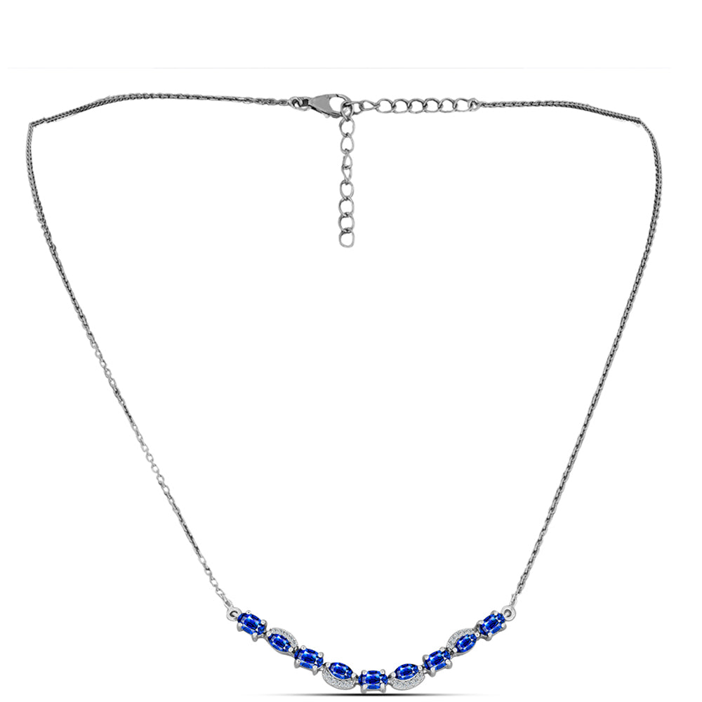 Collar de Plata con Zafiro Azul Australiano y Topacio Blanco 1 