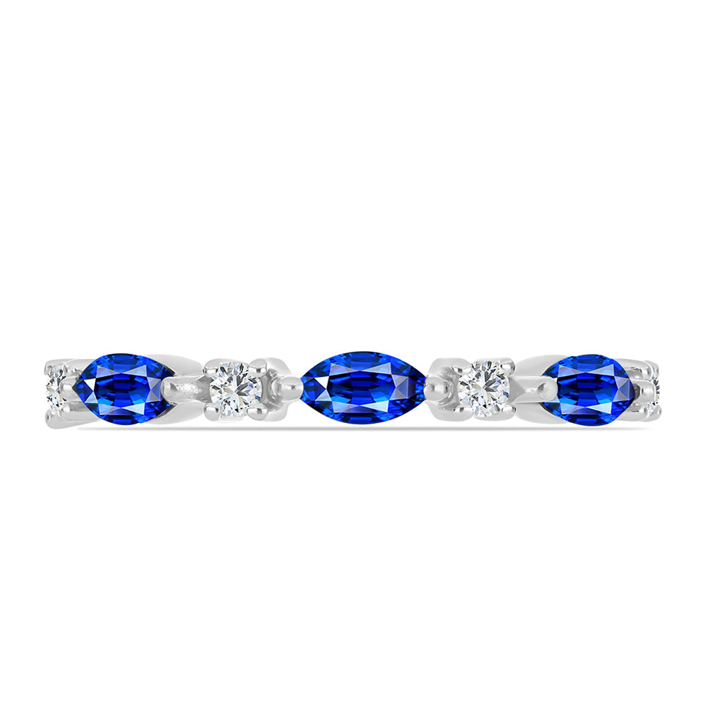 Anillo de Plata con Zafiro Azul Australiano y Topacio Blanco 2 