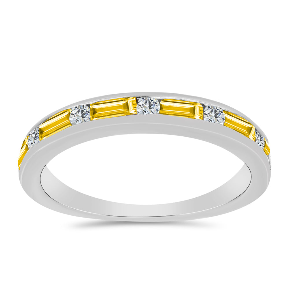Anillo de Plata con Citrino de los Montes Urales y Topacio Blanco 1 