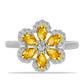 Anillo de Plata con Citrino de los Montes Urales y Topacio Blanco