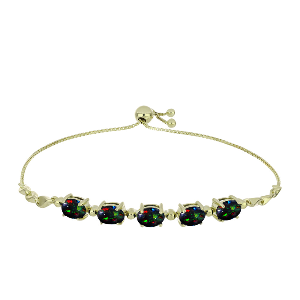 Pulsera de Plata Bañada en Oro con Ópalo negro medianoche Lega Dembi de Ëtiopía 1 