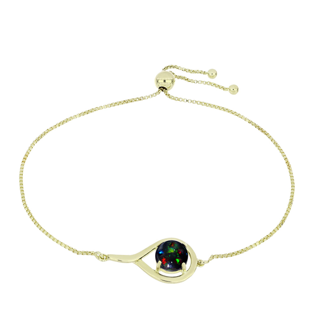 Pulsera de Plata Bañada en Oro con Ópalo negro medianoche Lega Dembi de Ëtiopía 1 