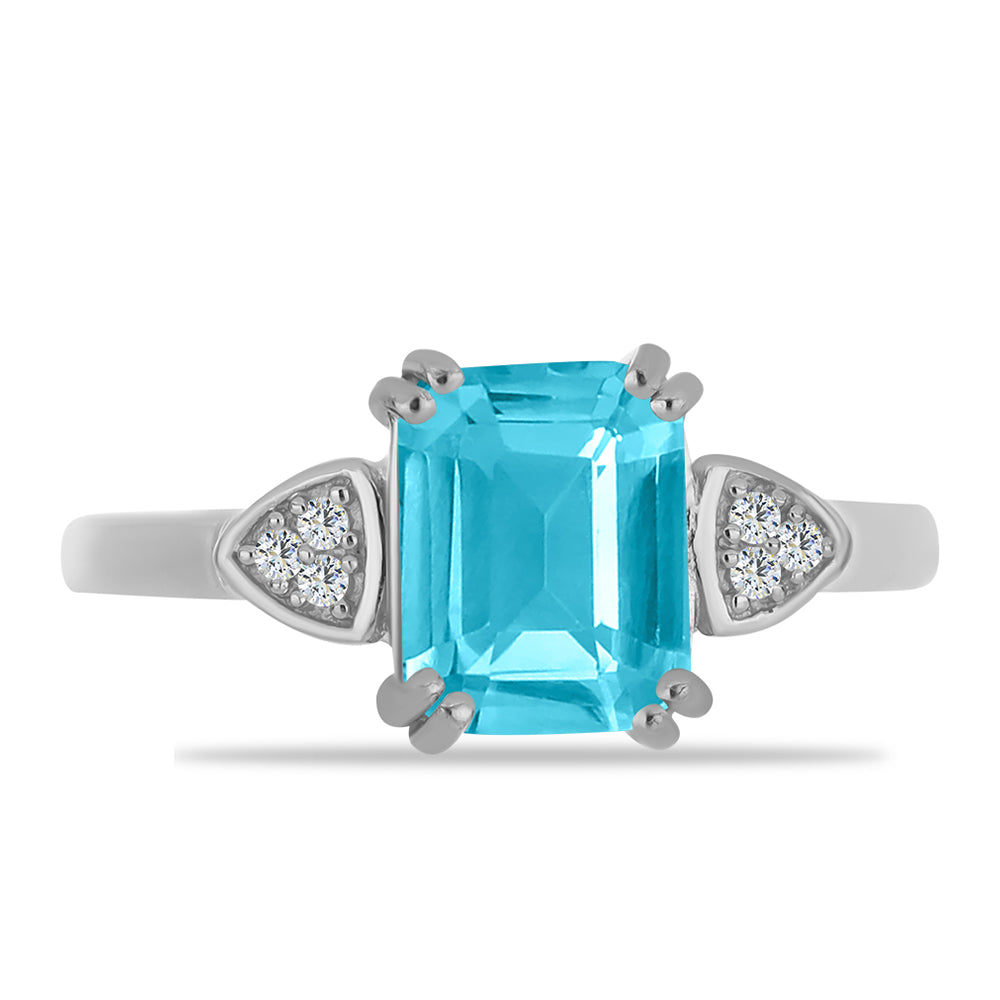 Anillo de Plata con Cuarzo Paraiba y Topacio Blanco 1 