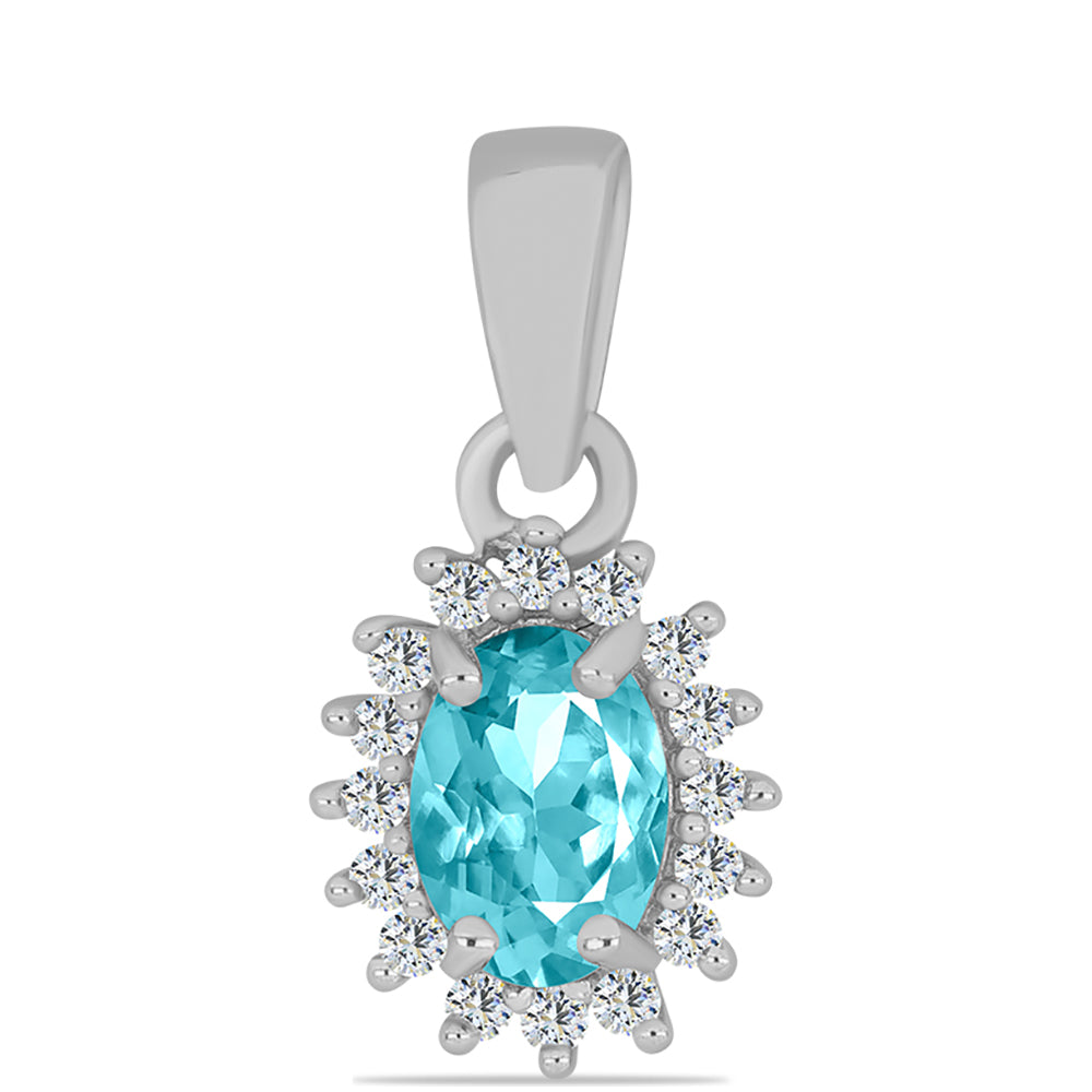 Colgante de Plata con Cuarzo Paraiba y Topacio Blanco 1 