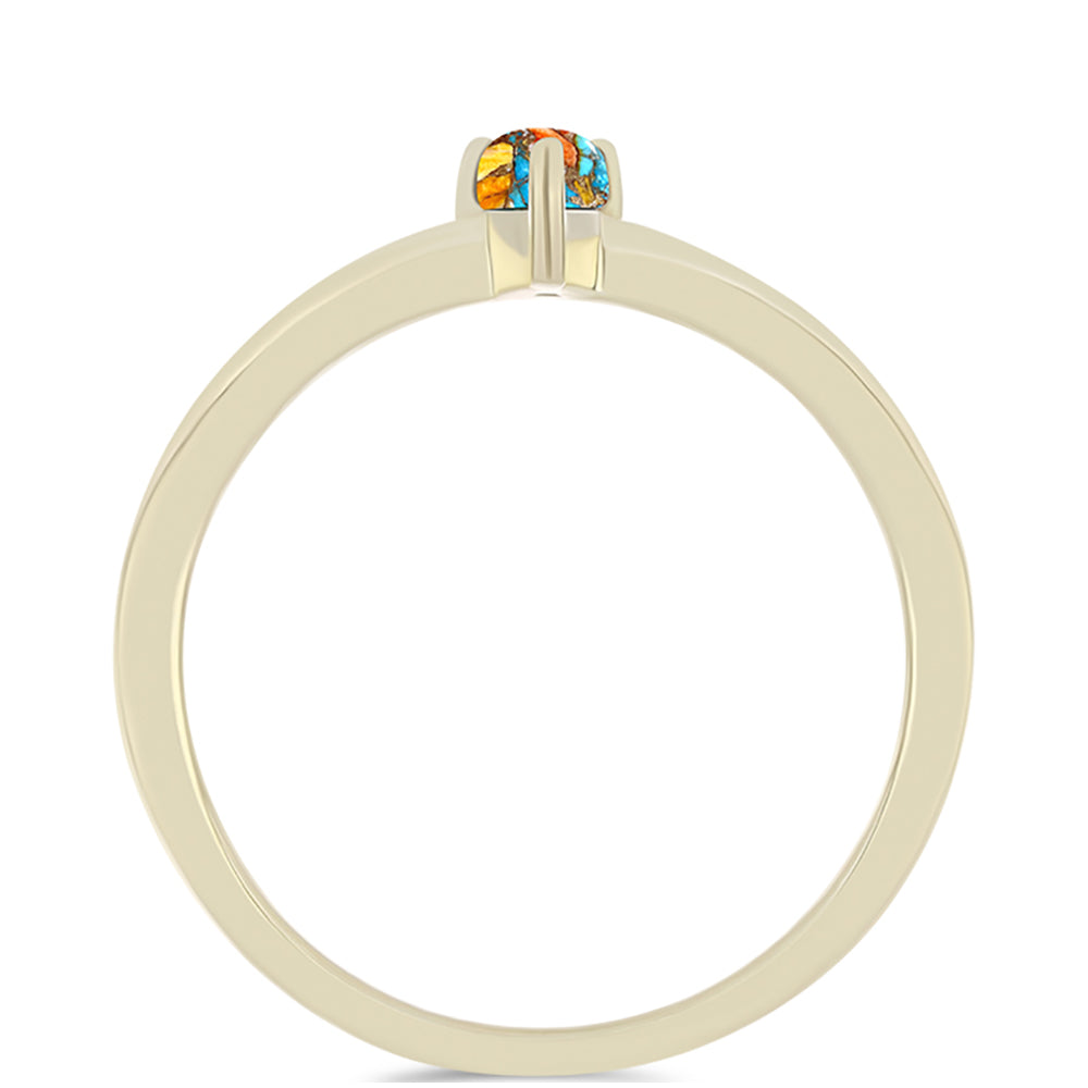 Anillo de Plata Bañada en Oro con Turquesa Ostra 2 