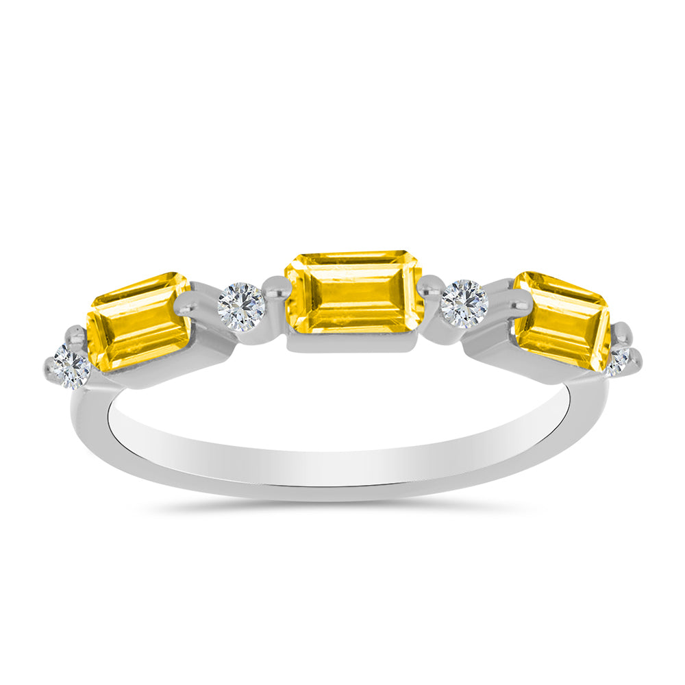 Anillo de Plata con Citrino de los Montes Urales y Topacio Blanco 1 