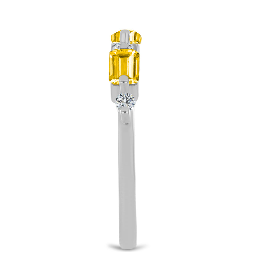 Anillo de Plata con Citrino de los Montes Urales y Topacio Blanco